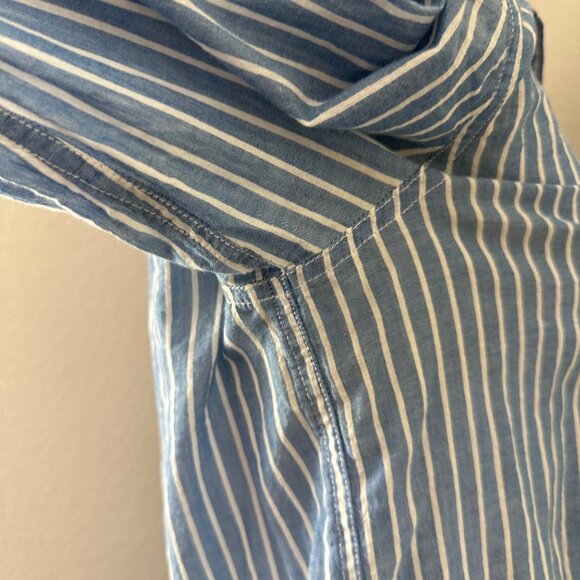J. Crew Boy Fit Button Up Shirt Cotton Blend Stripe Lightweight Blue White Sz 4 - Picture 5 of 13